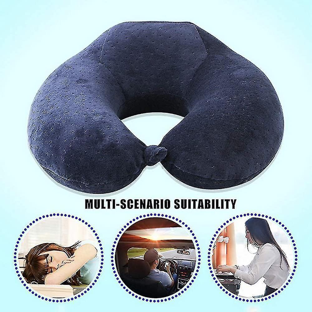 Memory Foam Travel Neck Pillow for Comfort Support - Tibetan Cyan V1263-JX-3724