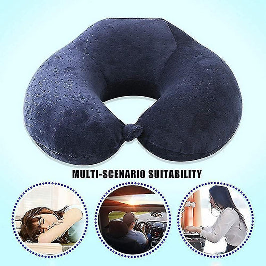 Memory Foam Travel Neck Pillow for Comfort Support - Tibetan Cyan V1263-JX-3724
