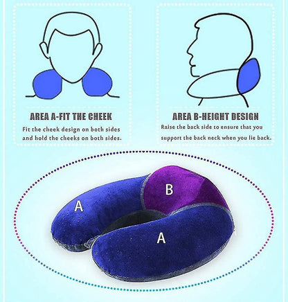 Memory Foam Travel Neck Pillow for Comfort Support - Tibetan Cyan V1263-JX-3724