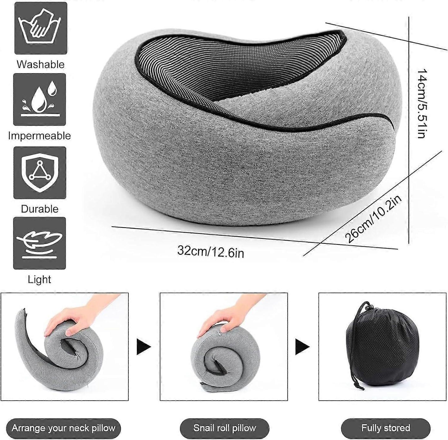 Travel Neck Pillows for Airplane Travel Comfort Support Cushion V1263-JX-3729