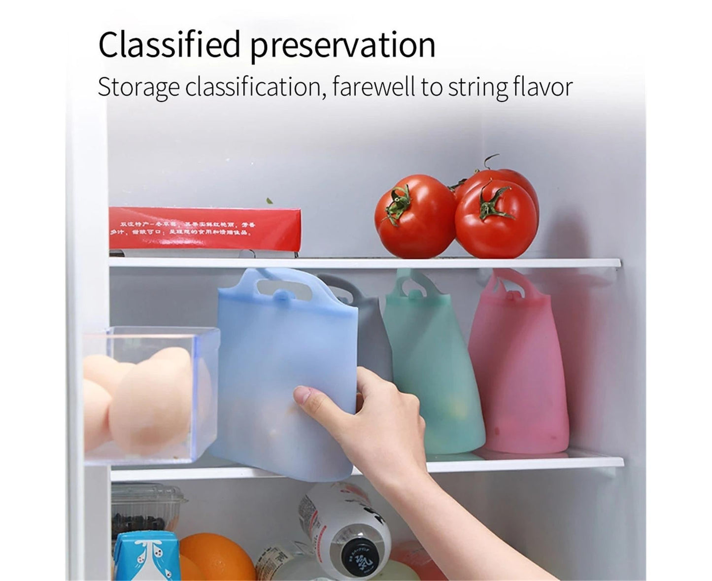 Reusable Eco-friendly Silicone Fridge Food Organizer Sealing Storage Pouch Bag-Pink 1500ML V1263-JX-373