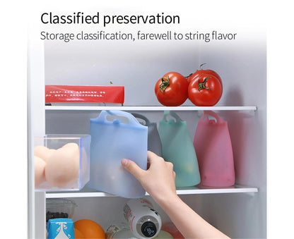 Reusable Eco-friendly Silicone Fridge Food Organizer Sealing Storage Pouch Bag-Pink 1500ML V1263-JX-373