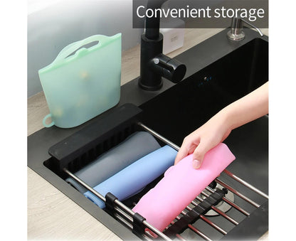 Reusable Eco-friendly Silicone Fridge Food Organizer Sealing Storage Pouch Bag-Pink 1500ML V1263-JX-373