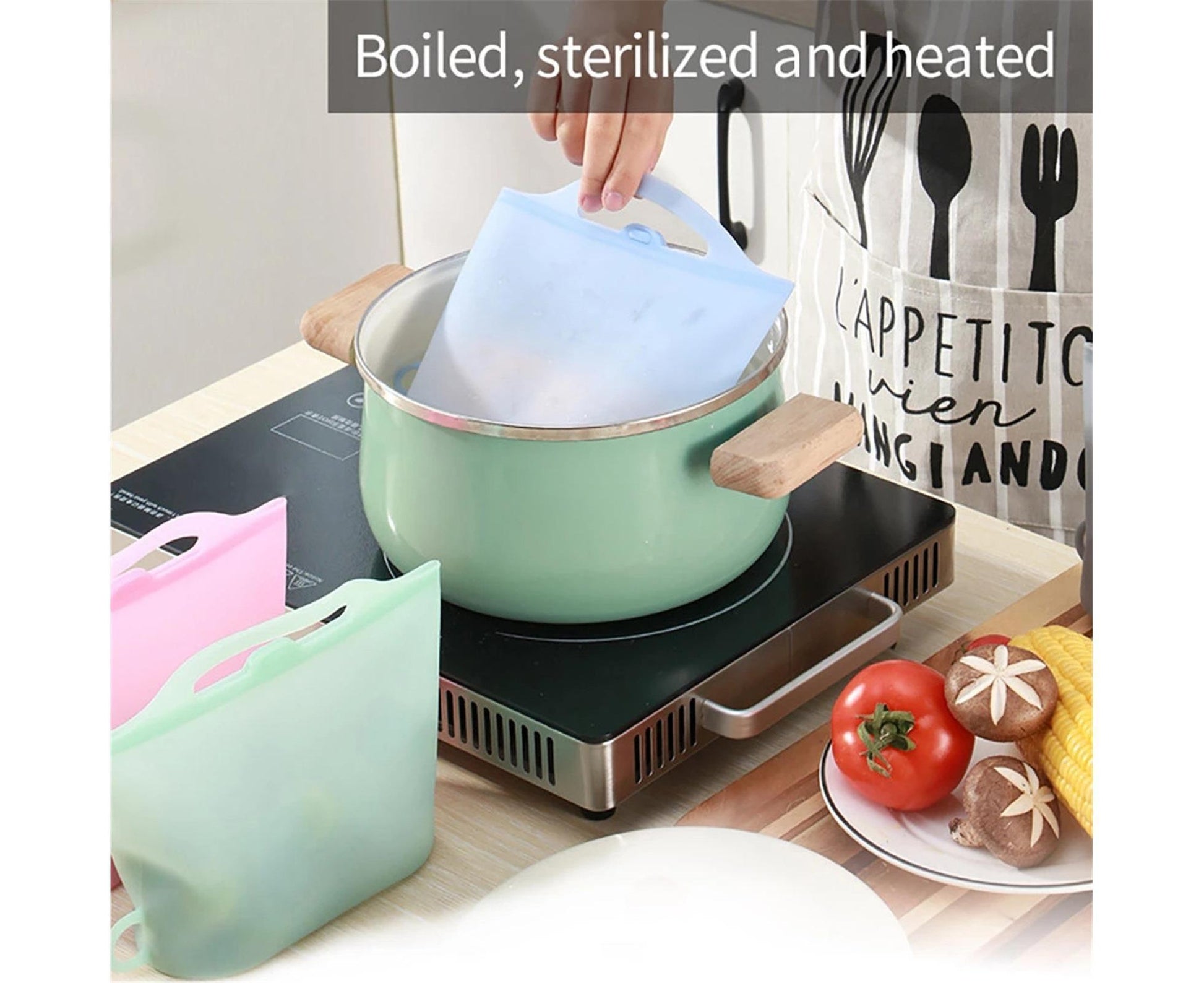 Reusable Eco-friendly Silicone Fridge Food Organizer Sealing Storage Pouch Bag-Pink 1500ML V1263-JX-373