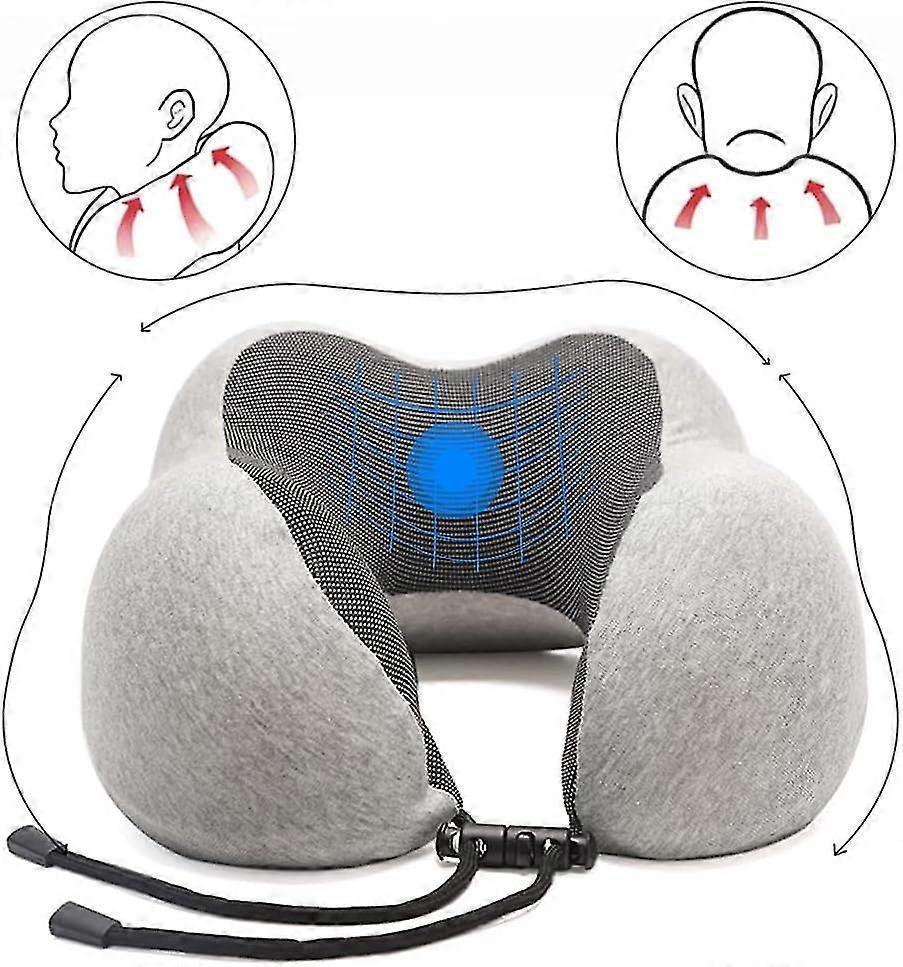 Comfy Memory Foam Travel Pillow for Airplane Car - Gray V1263-JX-3730