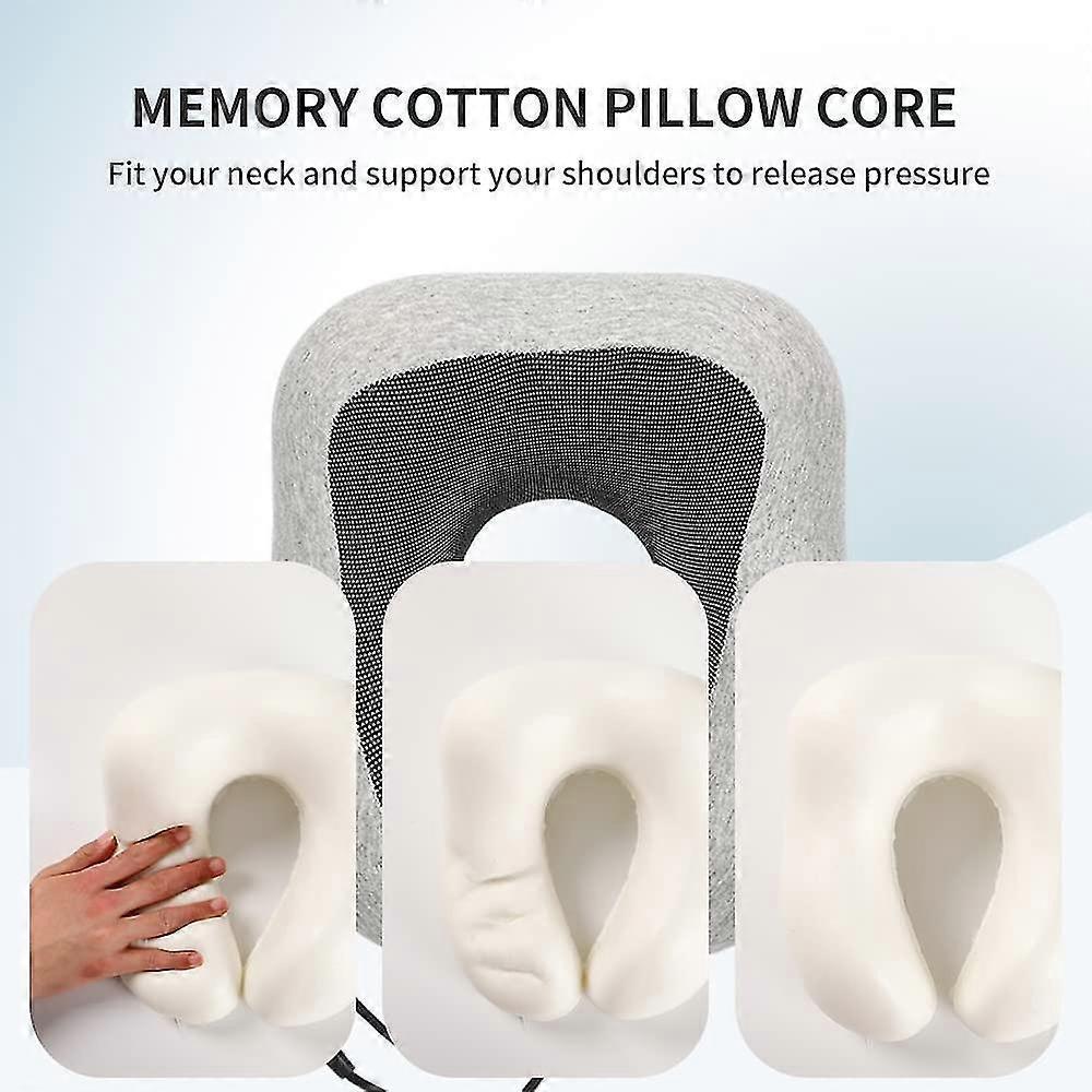 Comfy Memory Foam Travel Pillow for Airplane Car - Gray V1263-JX-3730