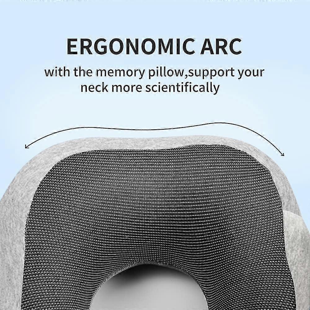 Comfy Memory Foam Travel Pillow for Airplane Car - Gray V1263-JX-3730