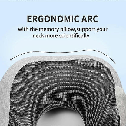 Comfy Memory Foam Travel Pillow for Airplane Car - Gray V1263-JX-3730