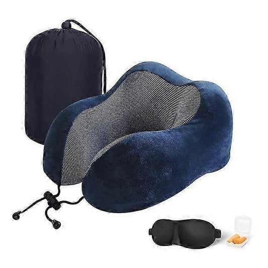Comfy Memory Foam Travel Pillow for Airplane Car - Blue V1263-JX-3732