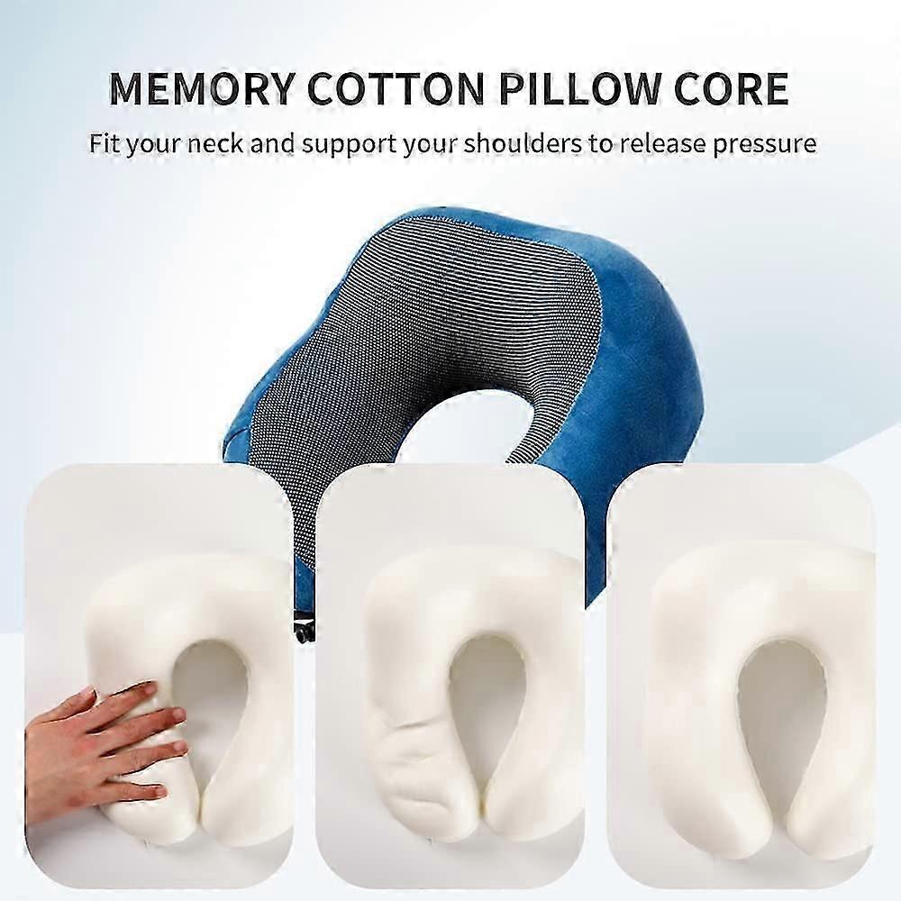 Comfy Memory Foam Travel Pillow for Airplane Car - Blue V1263-JX-3732