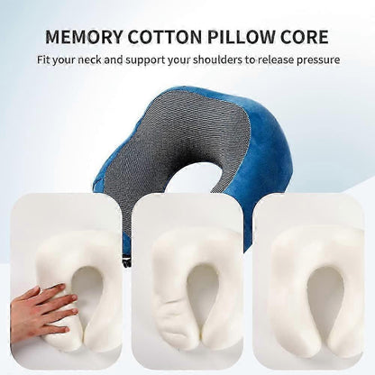 Comfy Memory Foam Travel Pillow for Airplane Car - Blue V1263-JX-3732