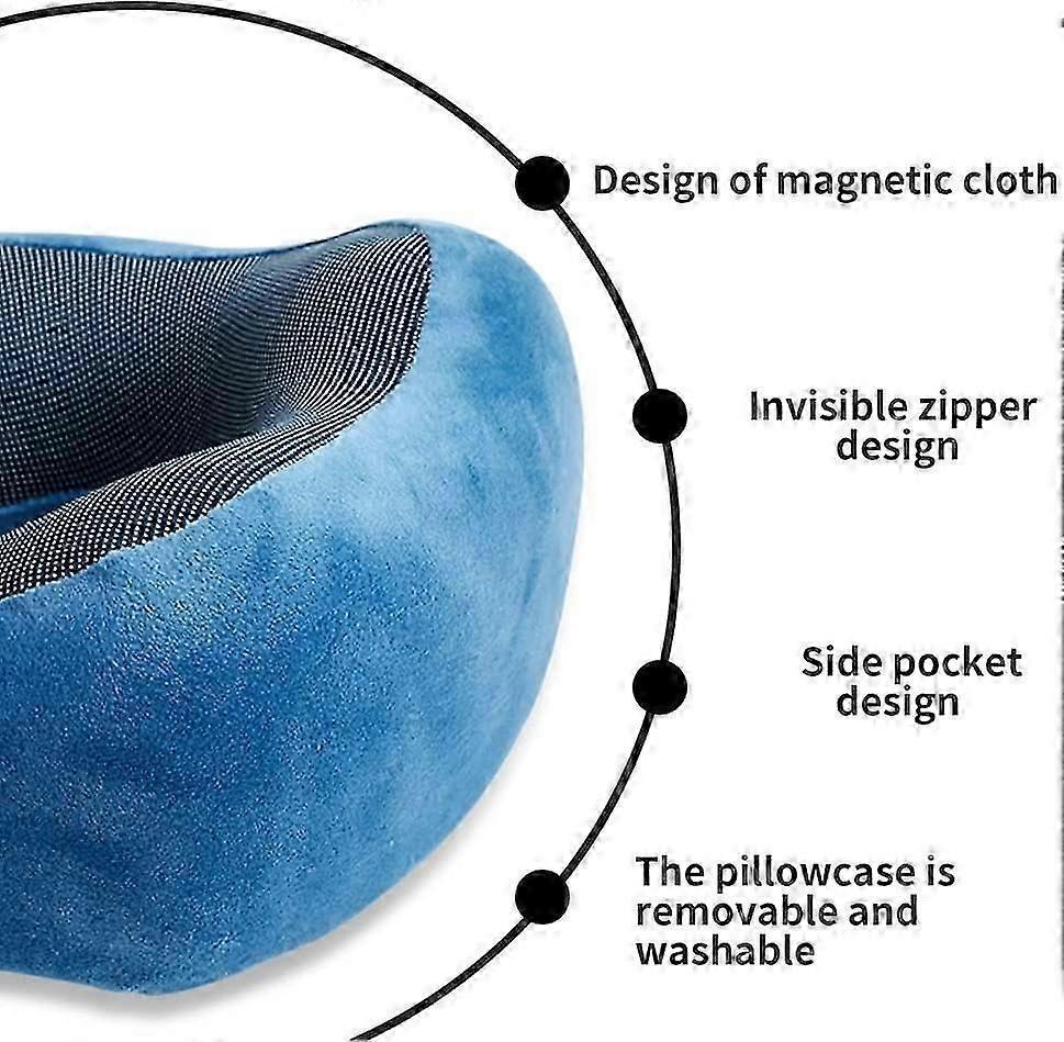 Comfy Memory Foam Travel Pillow for Airplane Car - Blue V1263-JX-3732