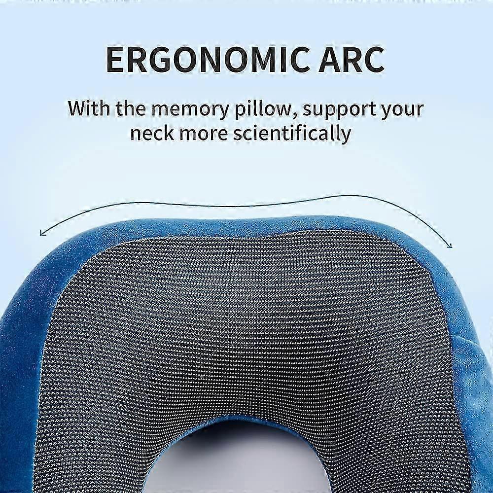 Comfy Memory Foam Travel Pillow for Airplane Car - Blue V1263-JX-3732