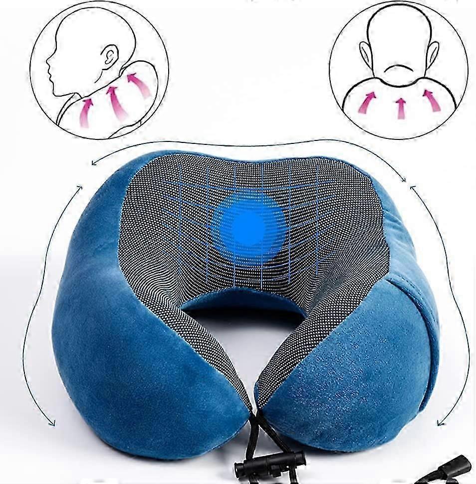 Comfy Memory Foam Travel Pillow for Airplane Car - Blue V1263-JX-3732
