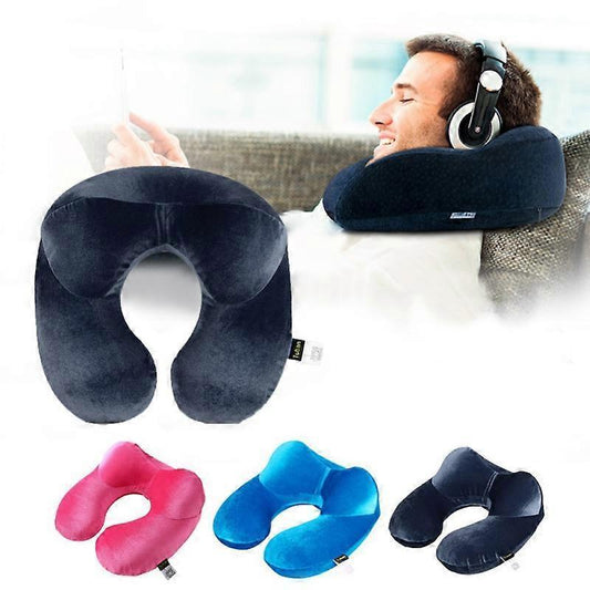 Inflatable U-Shape Travel Neck Pillows for Sleep Home Office Airplane Travel V1263-JX-3733