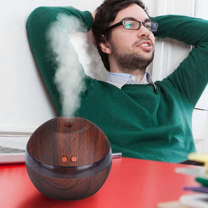 Wood Grain USB Humidifier, Round Aroma Diffuser, Mini Cool Mist Maker V1263-JX-3746