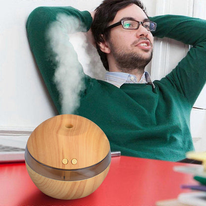 Wood Grain USB Humidifier, Round Aroma Diffuser, Mini Cool Mist Maker V1263-JX-3748