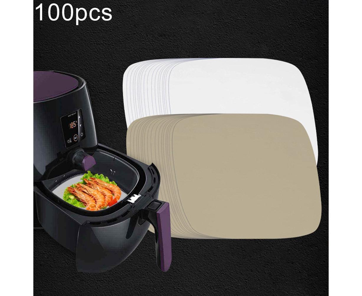 100Pcs Non-Stick Oilproof Barbecue Kitchen Oven Baking Pan BBQ Liner Papers Mats-Khaki 8.5 inch V1263-JX-375