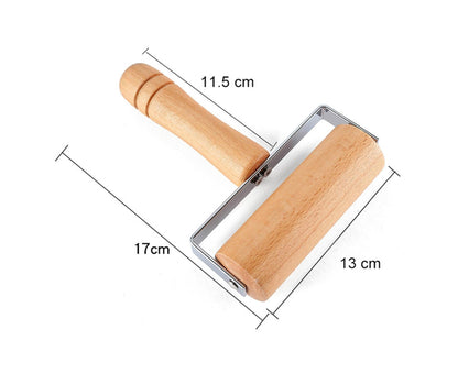 Rolling Pin Non-stick Wheel Design Wood Kitchen Rolling Pin for Dough Rolling-Wood Color V1263-JX-376
