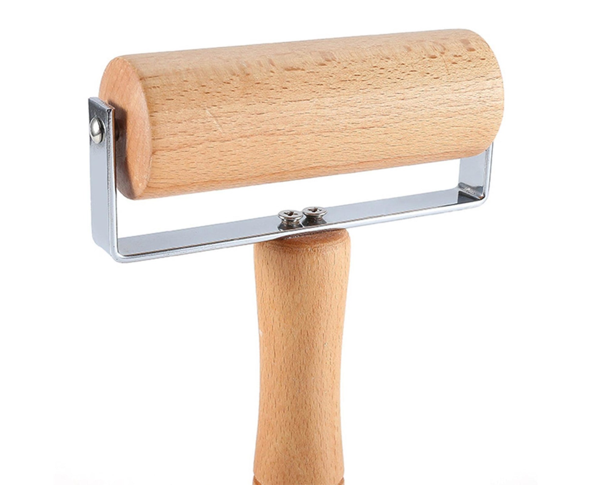 Rolling Pin Non-stick Wheel Design Wood Kitchen Rolling Pin for Dough Rolling-Wood Color V1263-JX-376