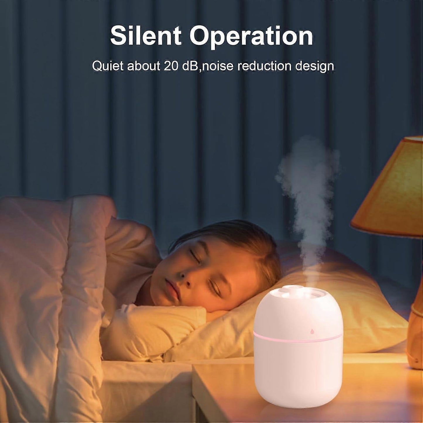 220ml Pink Air Humidifier for Bedroom, Simple USB Mini Mist Humidifier V1263-JX-3775