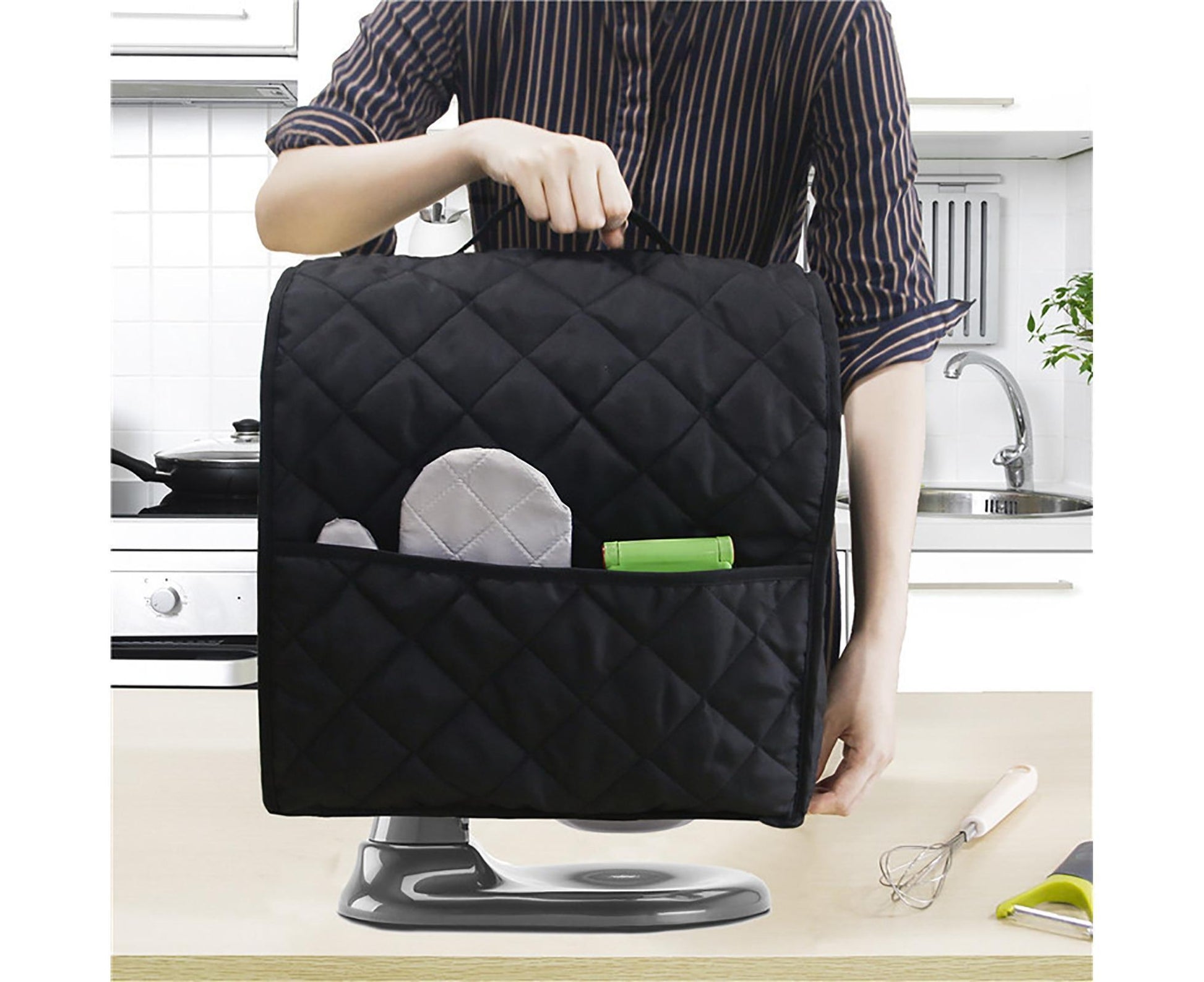 Mixer Cover Soft Touching with Pockets 5 Colors secure to Use Dust Cover for Kitchen-Black V1263-JX-379