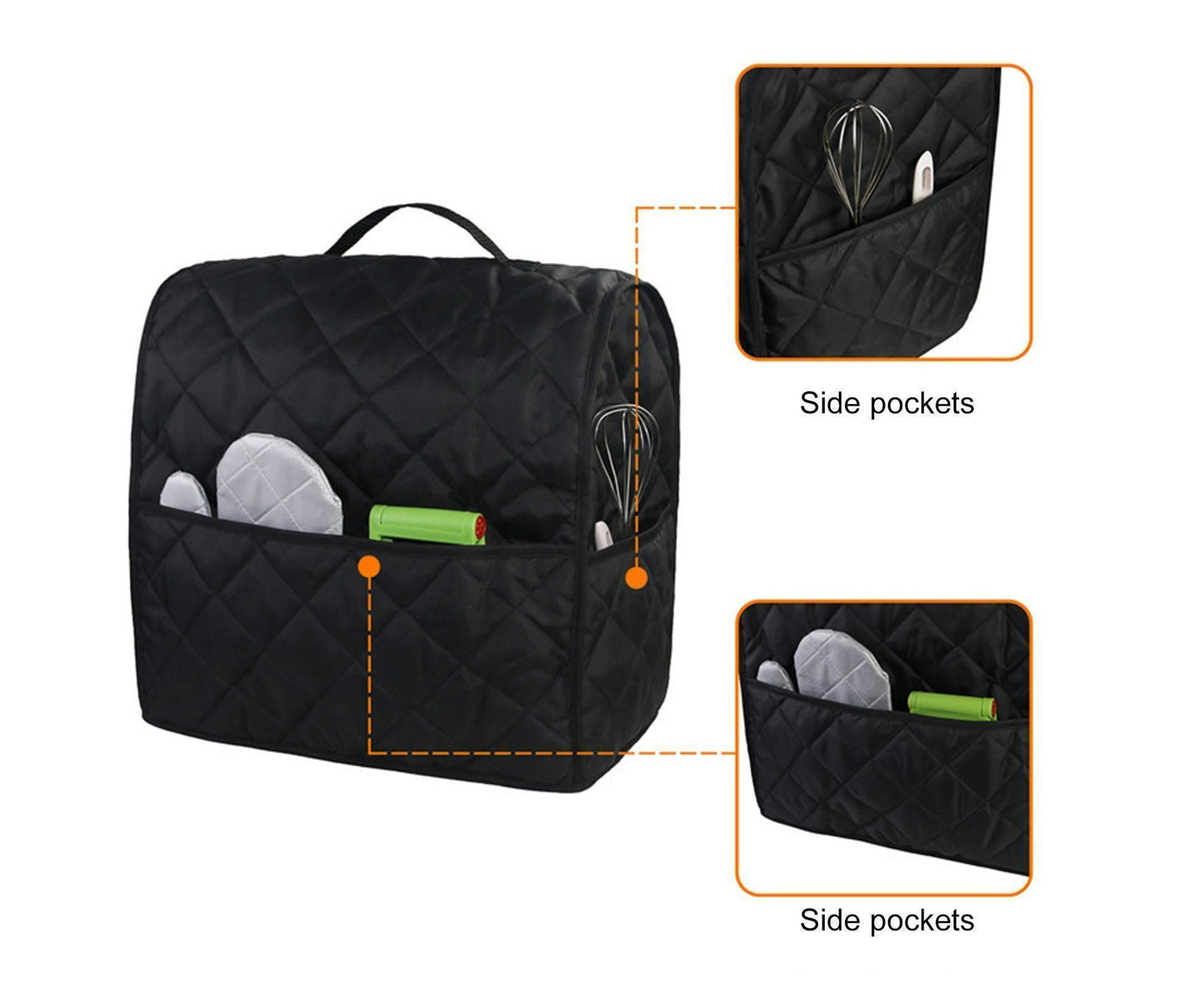 Mixer Cover Soft Touching with Pockets 5 Colors secure to Use Dust Cover for Kitchen-Black V1263-JX-379