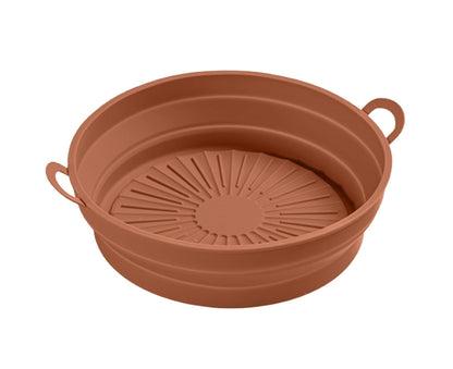 Air Fryers Bakeware Foldable Silicone Grill Pan -Brown 8.5inch V1263-JX-382