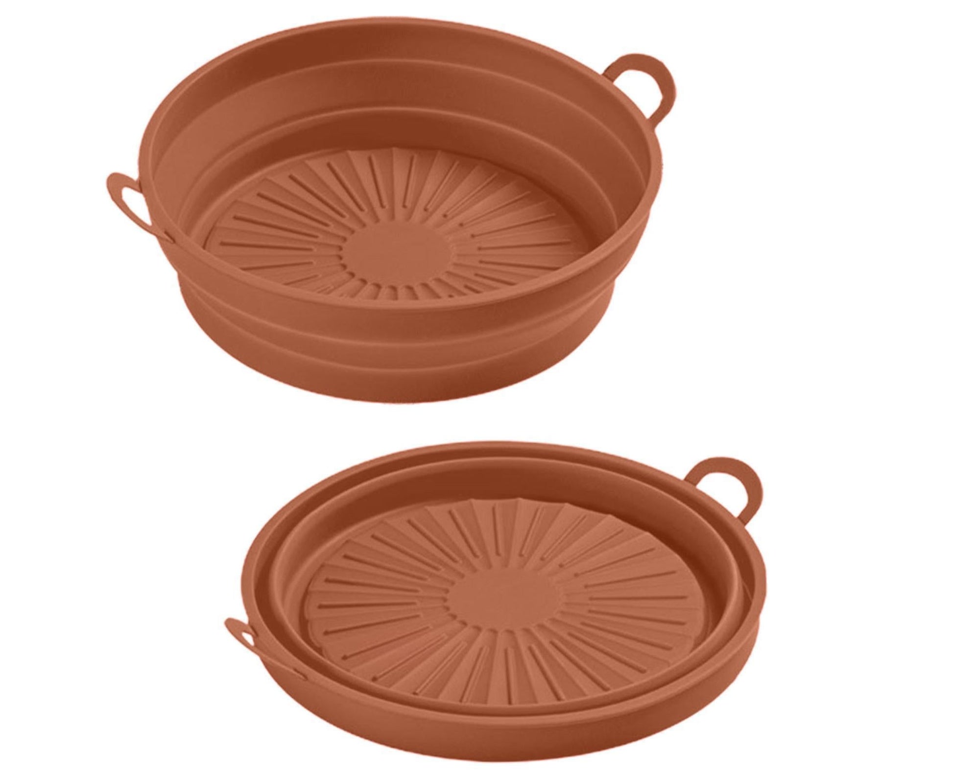 Air Fryers Bakeware Foldable Silicone Grill Pan -Brown 8.5inch V1263-JX-382