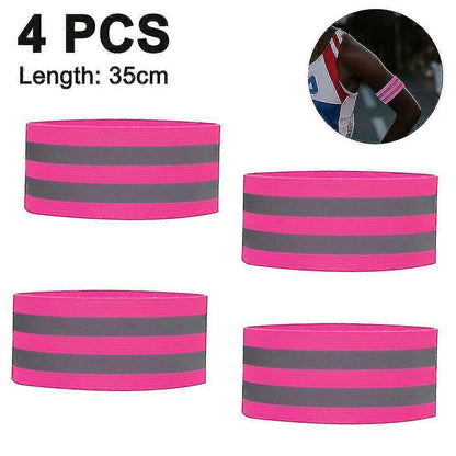 4pcs Reflective Bands, Adjustable Reflector Straps, High Visibility Night Gear V1263-JX-3821