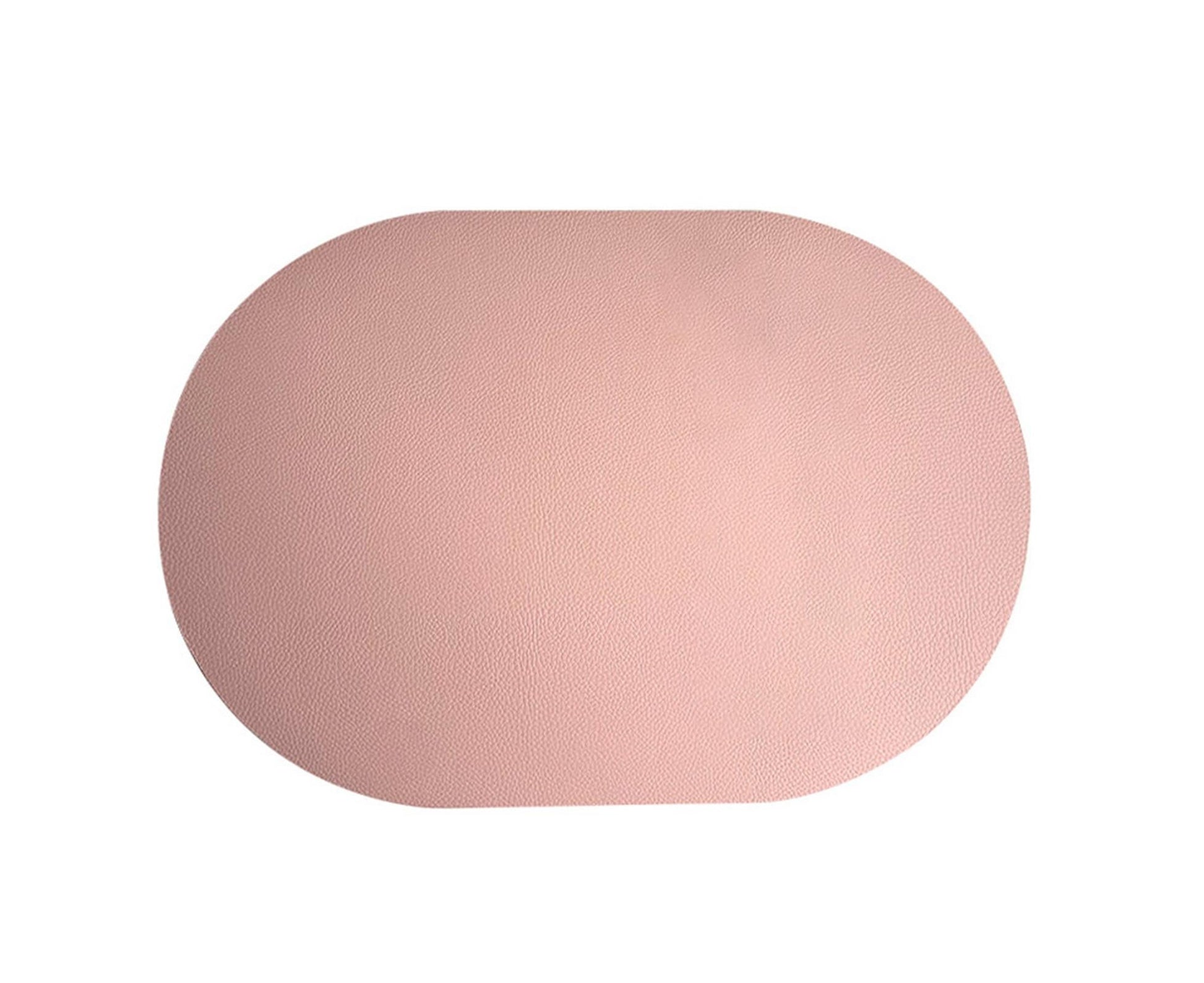 Table Mat Non-slip Wipeable Faux Leather Oval Shape Insulation Pad for Dining Room-Pink V1263-JX-383