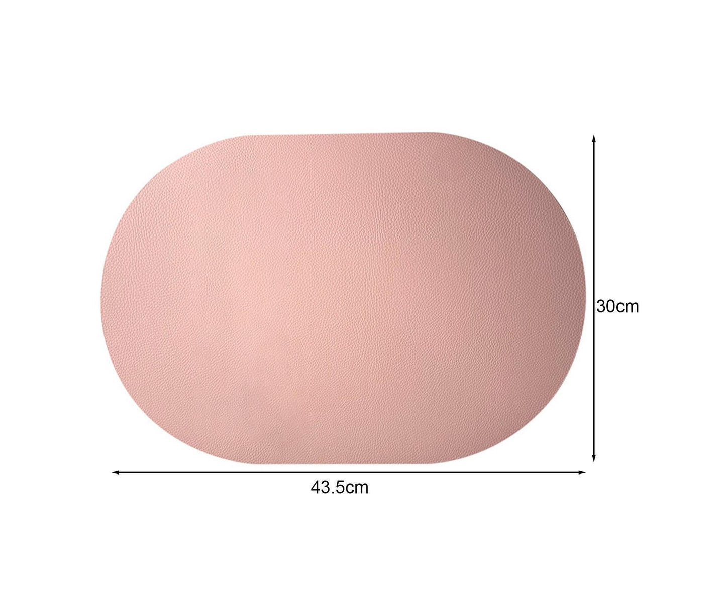 Table Mat Non-slip Wipeable Faux Leather Oval Shape Insulation Pad for Dining Room-Pink V1263-JX-383