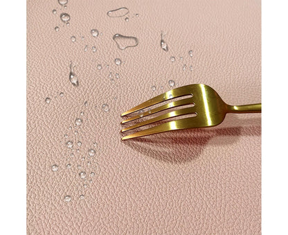 Table Mat Non-slip Wipeable Faux Leather Oval Shape Insulation Pad for Dining Room-Pink V1263-JX-383
