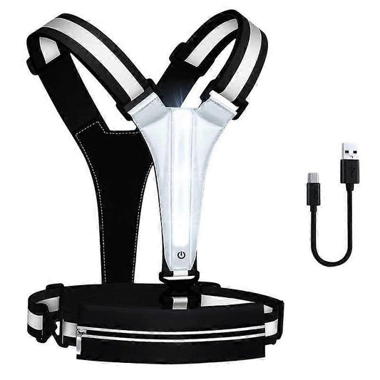 USB LED Running Vest with Belt Bag, Reflective Gear for Runners, Biking, Night Sports V1263-JX-3830