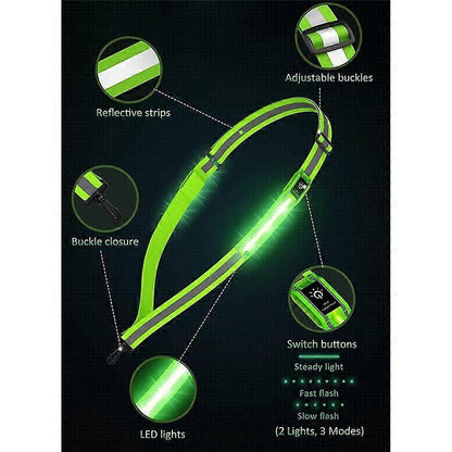 LED Reflective Belt, Rechargeable Running Gear for Walking at Night V1263-JX-3834