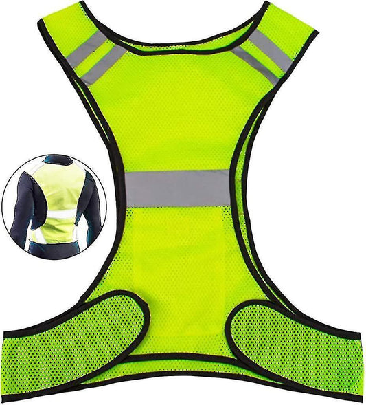 Fluorescent Yellow Reflective Vest with Pocket, High Visibility Sports Gear V1263-JX-3839