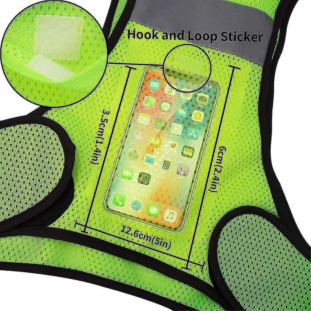 Fluorescent Yellow Reflective Vest with Pocket, High Visibility Sports Gear V1263-JX-3839