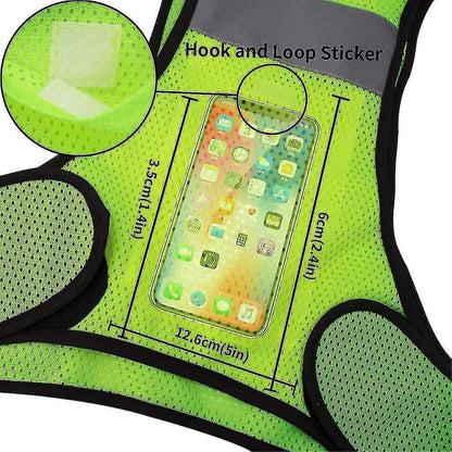 Fluorescent Yellow Reflective Vest with Pocket, High Visibility Sports Gear V1263-JX-3839