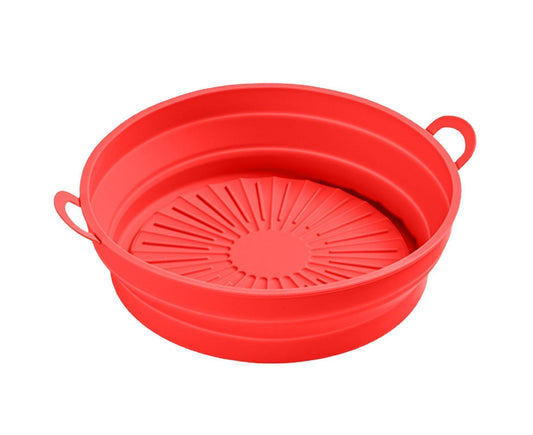 Air Fryers Bakeware Foldable Silicone Grill Pan -Red 8.5inch V1263-JX-384
