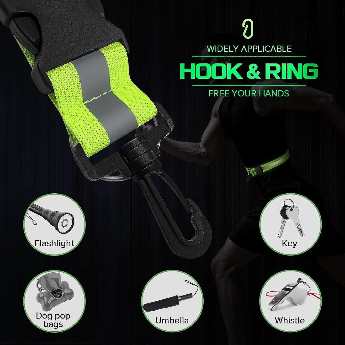 Military Reflective Belt & security Tape for Night Running, Hiking, Biking V1263-JX-3841