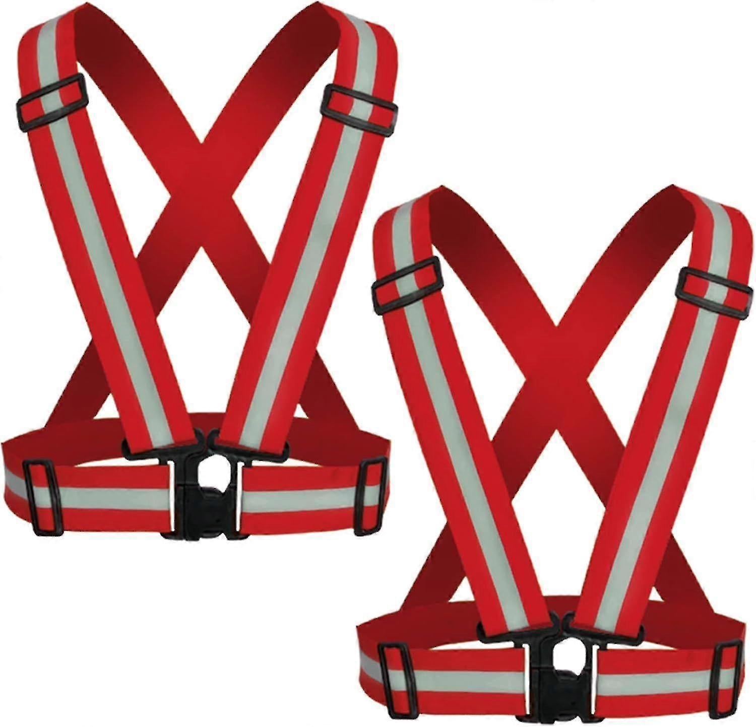 2 Pack Reflective Vest Straps, Adjustable Running Gear for Men & Women, Red V1263-JX-3842
