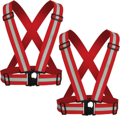 2 Pack Reflective Vest Straps, Adjustable Running Gear for Men & Women, Red V1263-JX-3842