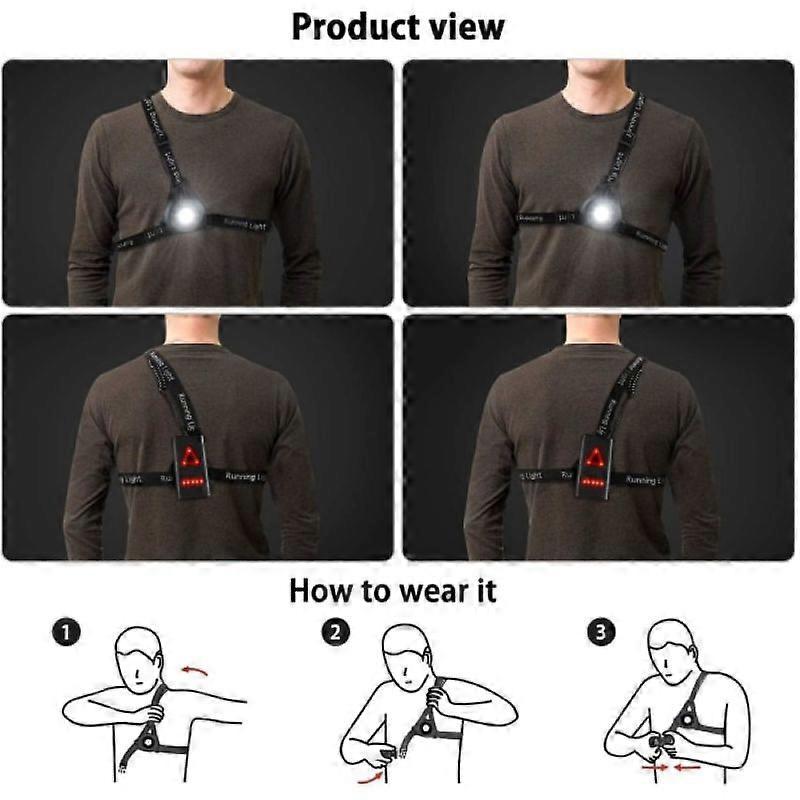 Reflective Running Gear with LED Chest Light, Weatherproof Night Running Vest V1263-JX-3843