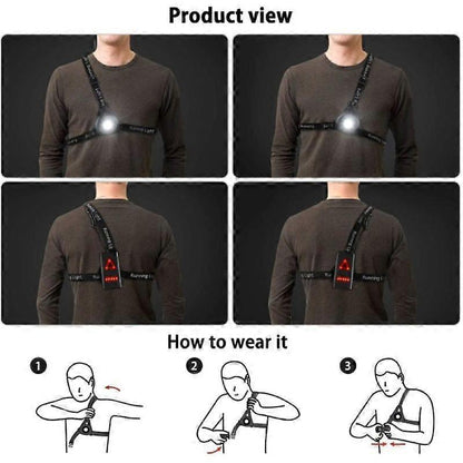 Reflective Running Gear with LED Chest Light, Weatherproof Night Running Vest V1263-JX-3843