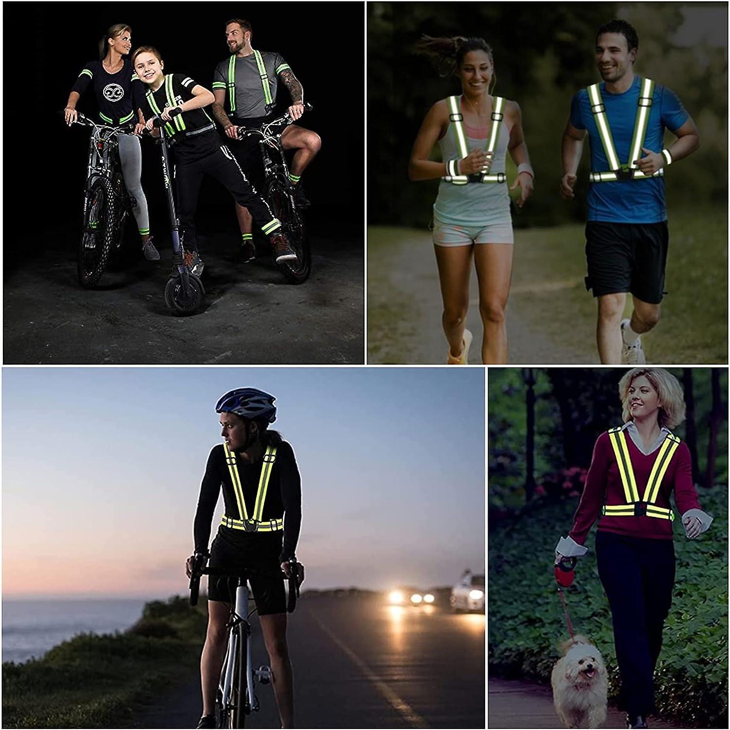 2 Pack Reflective Strap Vest Gear, High Visibility Adjustable Running Gear for Night, Blue+Black V1263-JX-3846