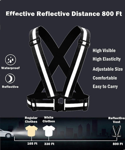 2 Pack Reflective Strap Vest Gear, High Visibility Adjustable Running Gear for Night, Red+Black V1263-JX-3847