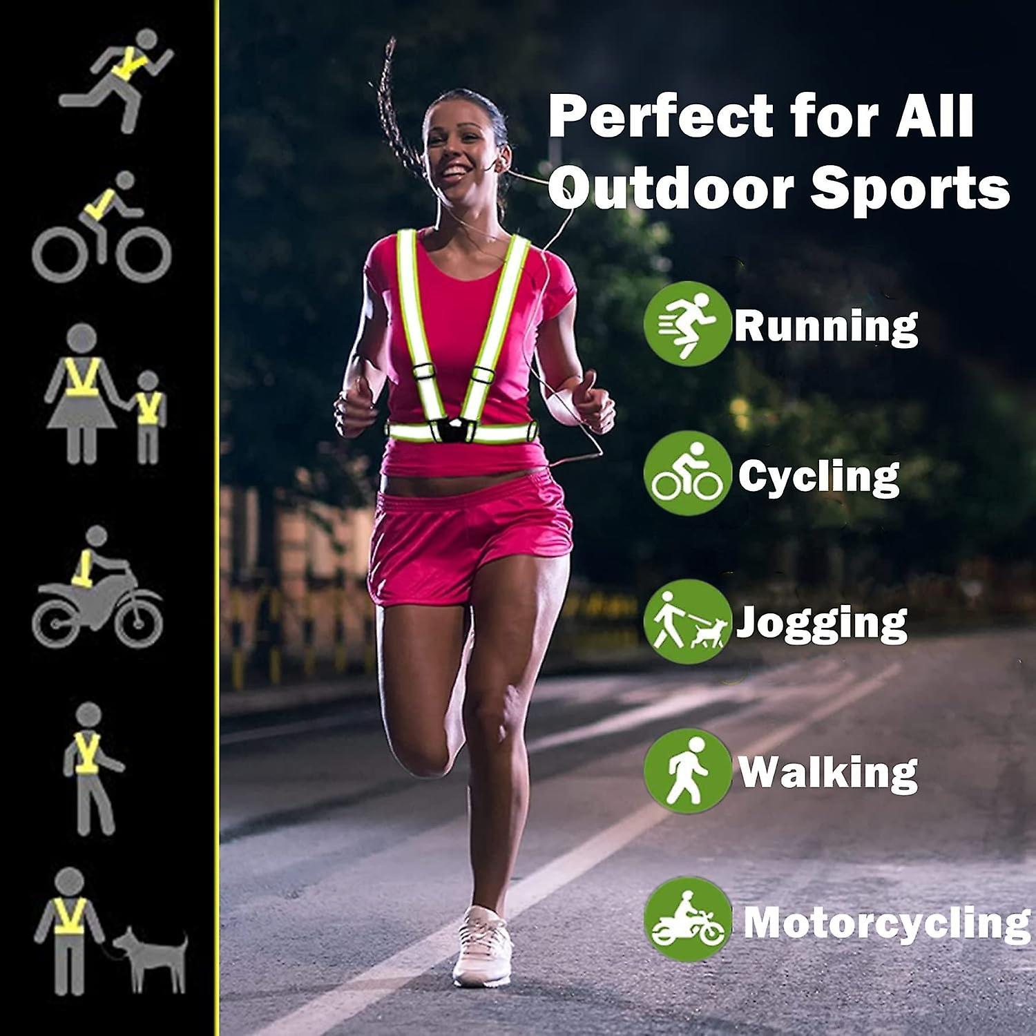 2 Pack Reflective Strap Vest Gear, High Visibility Adjustable Running Gear for Night, Red+Black V1263-JX-3847