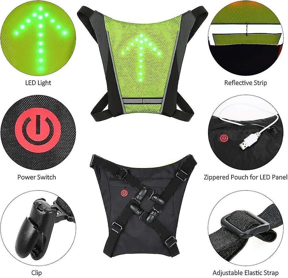 Reflective Bike Gear, Cycling Vest with Backpack Clip, USB Rechargeable Reflective Accessories V1263-JX-3849