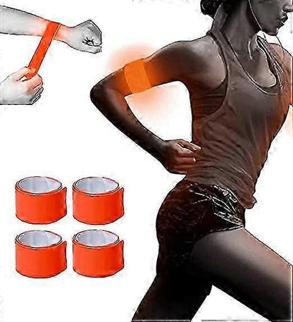 4pcs Reflective Tape Bands, 30cm Orange Wrist & Leg Straps for Night Running or Cycling V1263-JX-3854