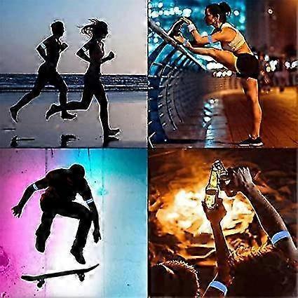 4pcs Reflective Tape Bands, 30cm Orange Wrist & Leg Straps for Night Running or Cycling V1263-JX-3854